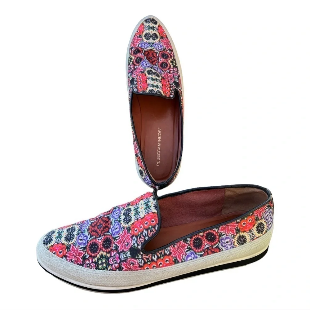 Rebecca Minkoff Sisa Shoes Size 9.5‎ Canvas Floral Slip On Loafers.